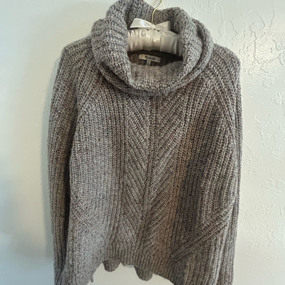 Madewell Heathered Gray Cowl Neck Sweater